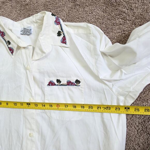 Vintage Embroidered Cottage Prairie White Button Up Top Womens 18W Boho Grandma - Picture 7 of 9
